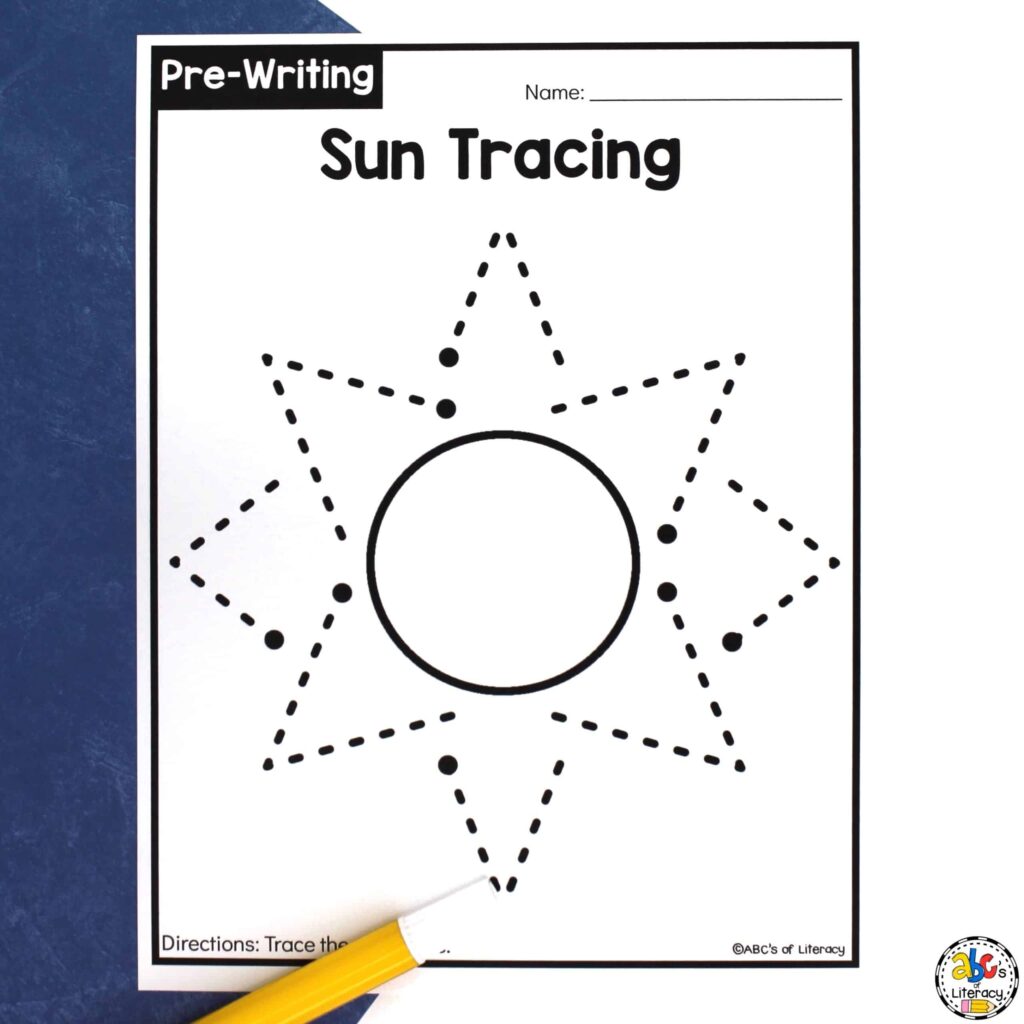 Sun Tracing Worksheets Pre Writing Activity For Preschoolers