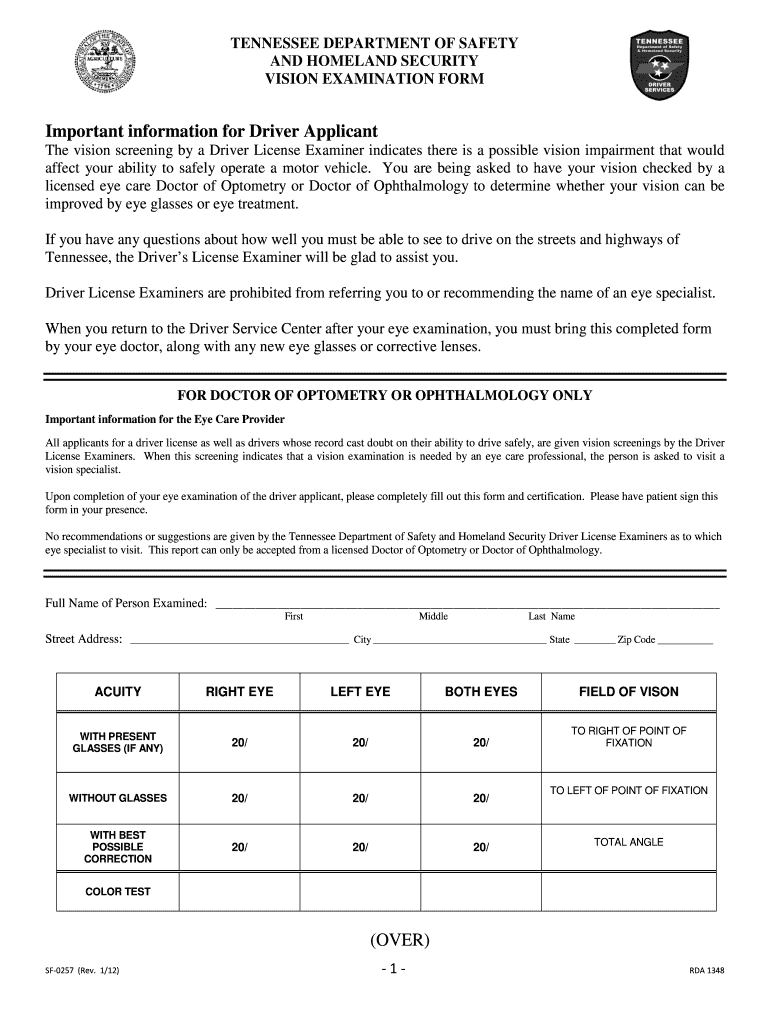 Tennessee Dmv Motorcycle Vision Test Form Fill Out Sign Online DocHub