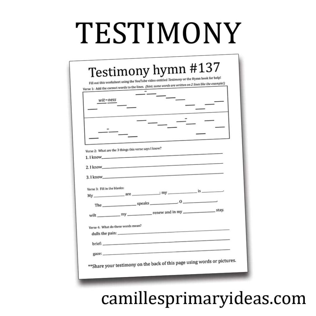 Writing Your Testimony Worksheet