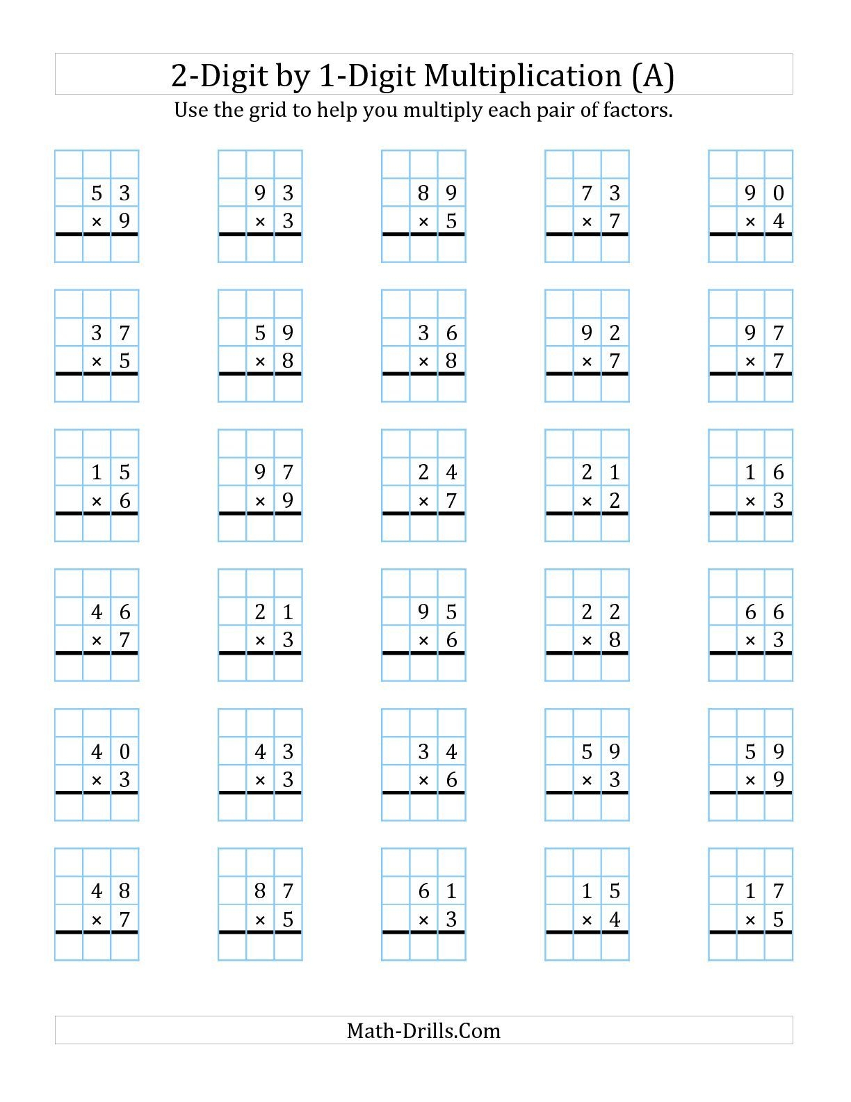 Box Method Multiplication Worksheets 5th Grade