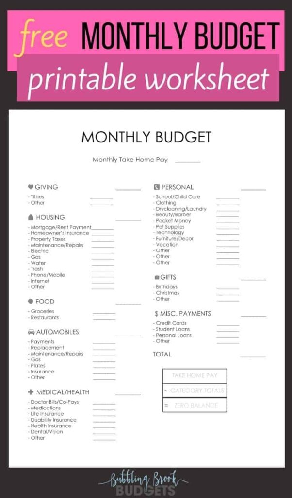 The Best Free Monthly Budget Printable