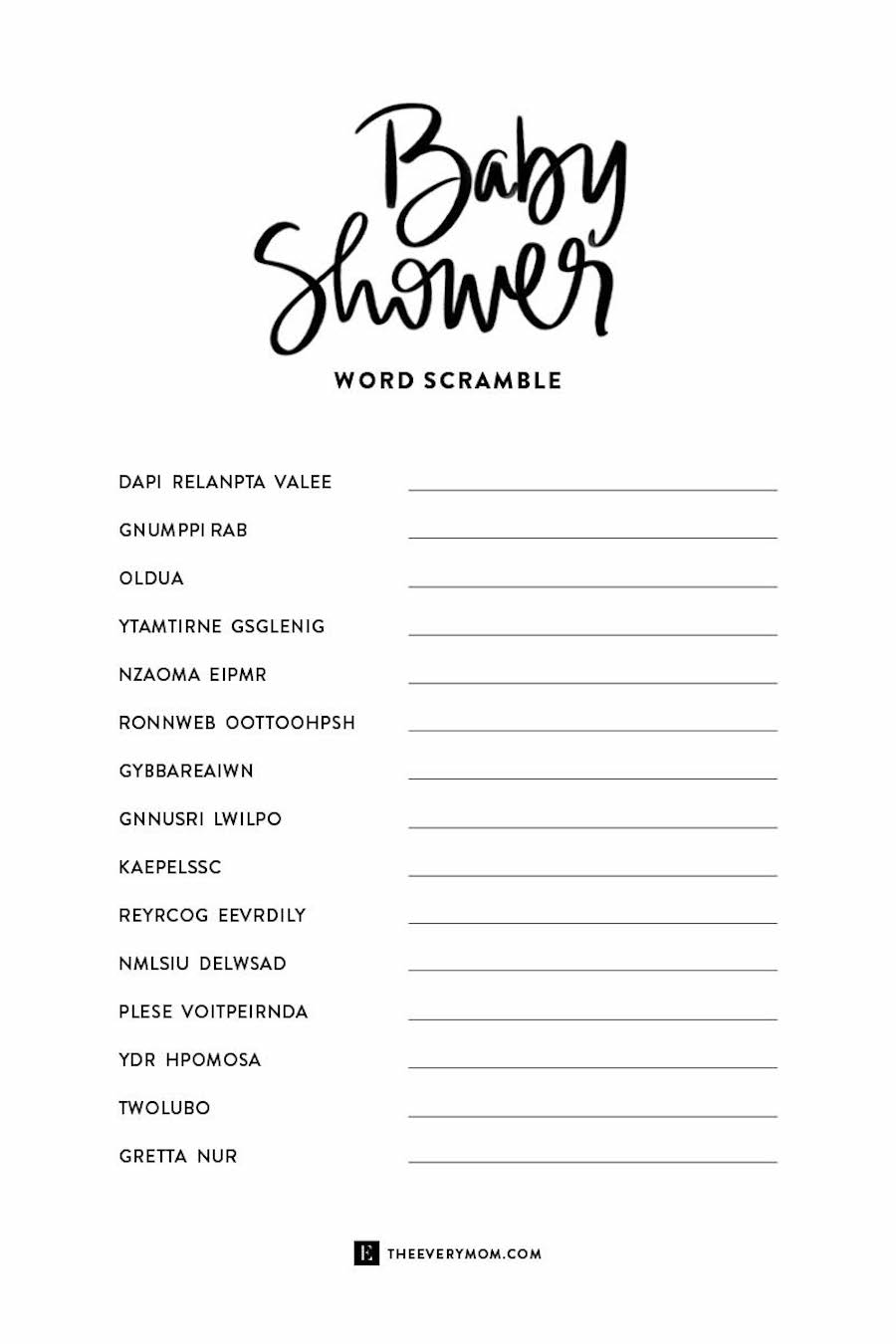 Printable Baby Shower Games That Are Actually Fun The Everymom