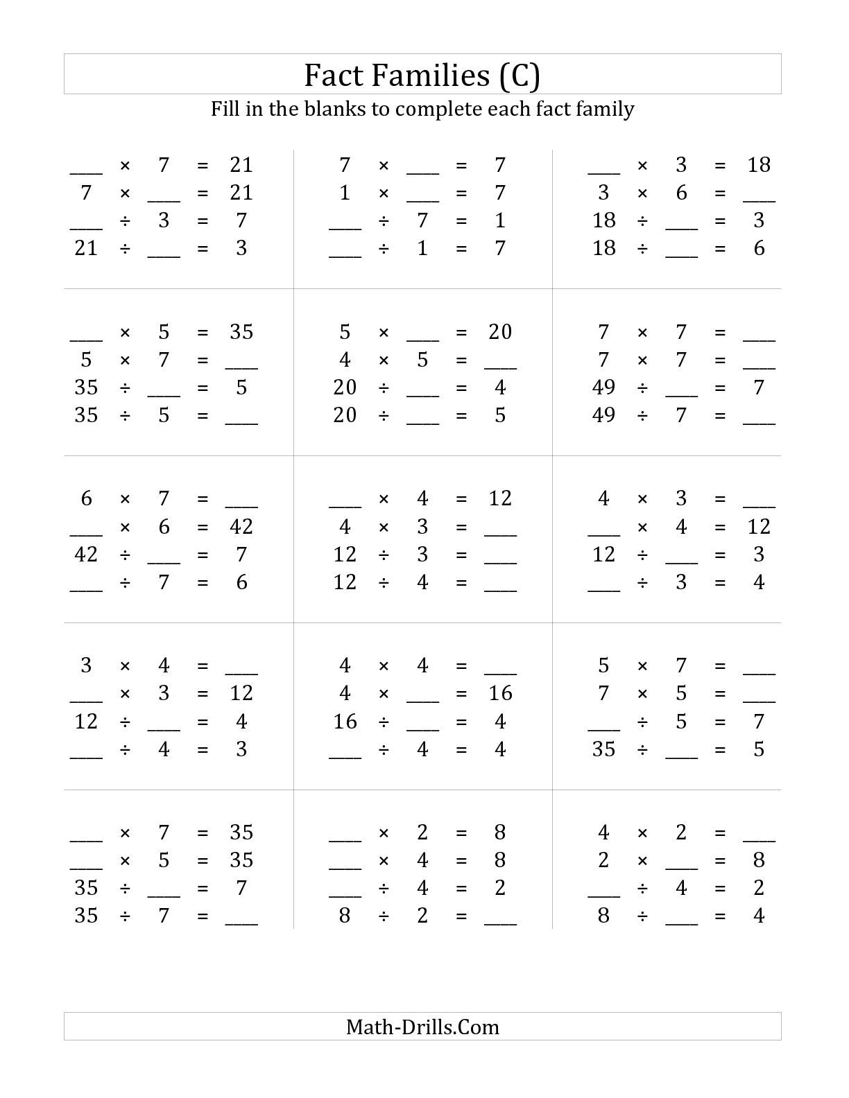 Relationship Between Multiplication And Division Worksheets