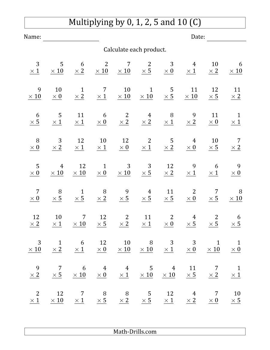 The Multiplying By Anchor Facts 0 1 2 5 And 10 Other Factor 1 To 12 C Printable Multiplication Worksheets Multiplication Facts Worksheets Math Worksheets