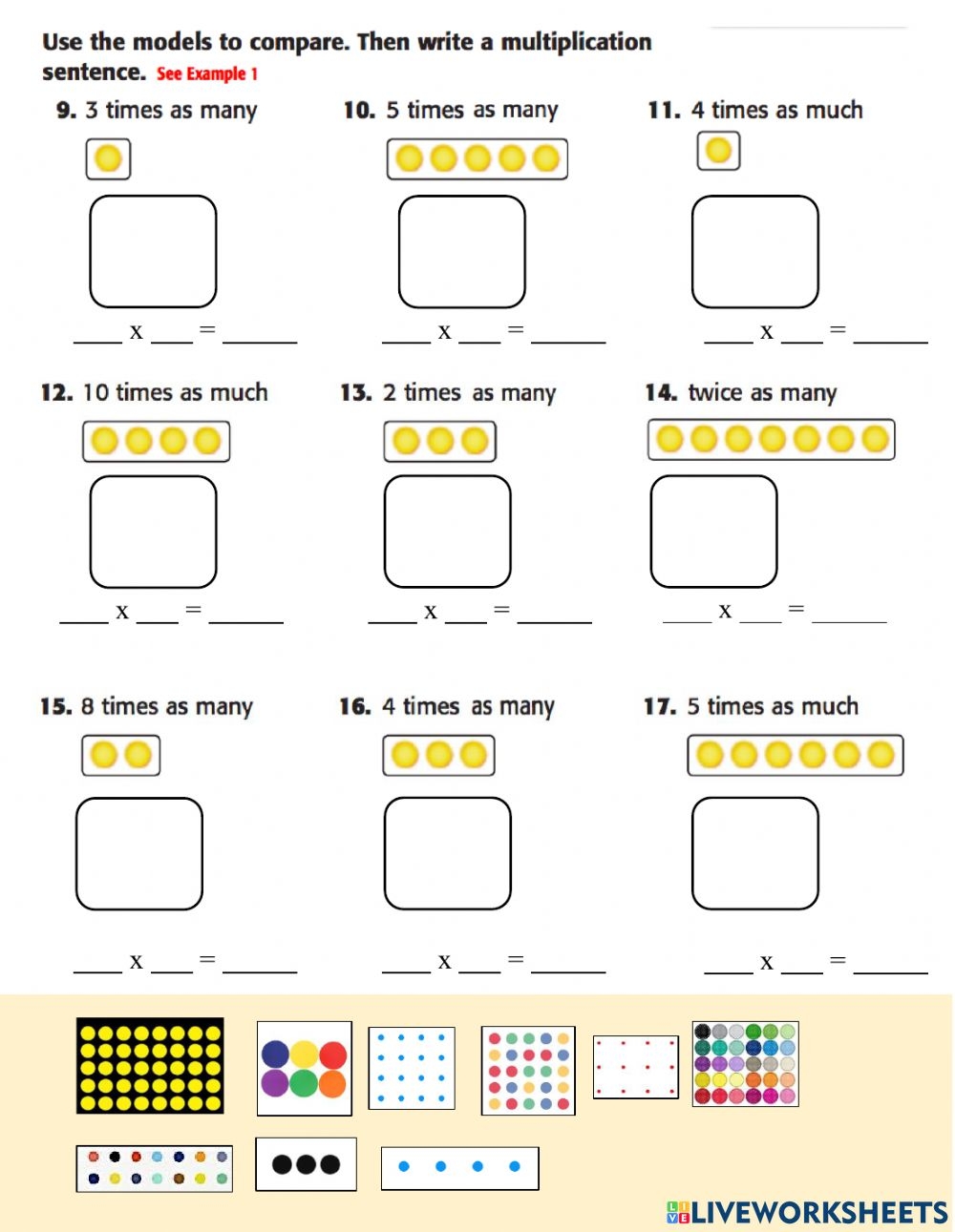 Multiplication As A Comparison Worksheets