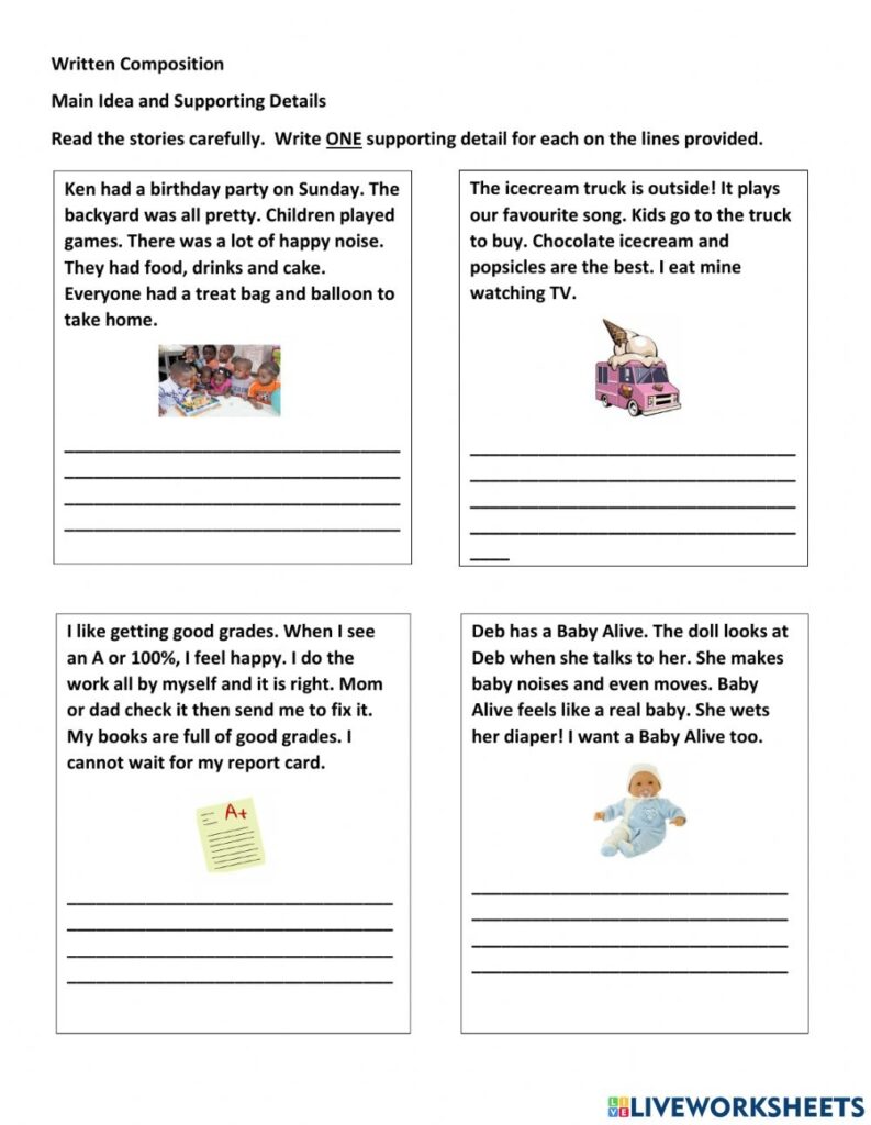 Topic Sentence And Supporting Details Activity