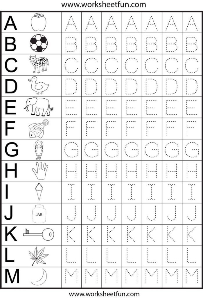 Tracing Letters A M Printable Preschool Worksheets Kindergarten Worksheets Alphabet Worksheets Kindergarten