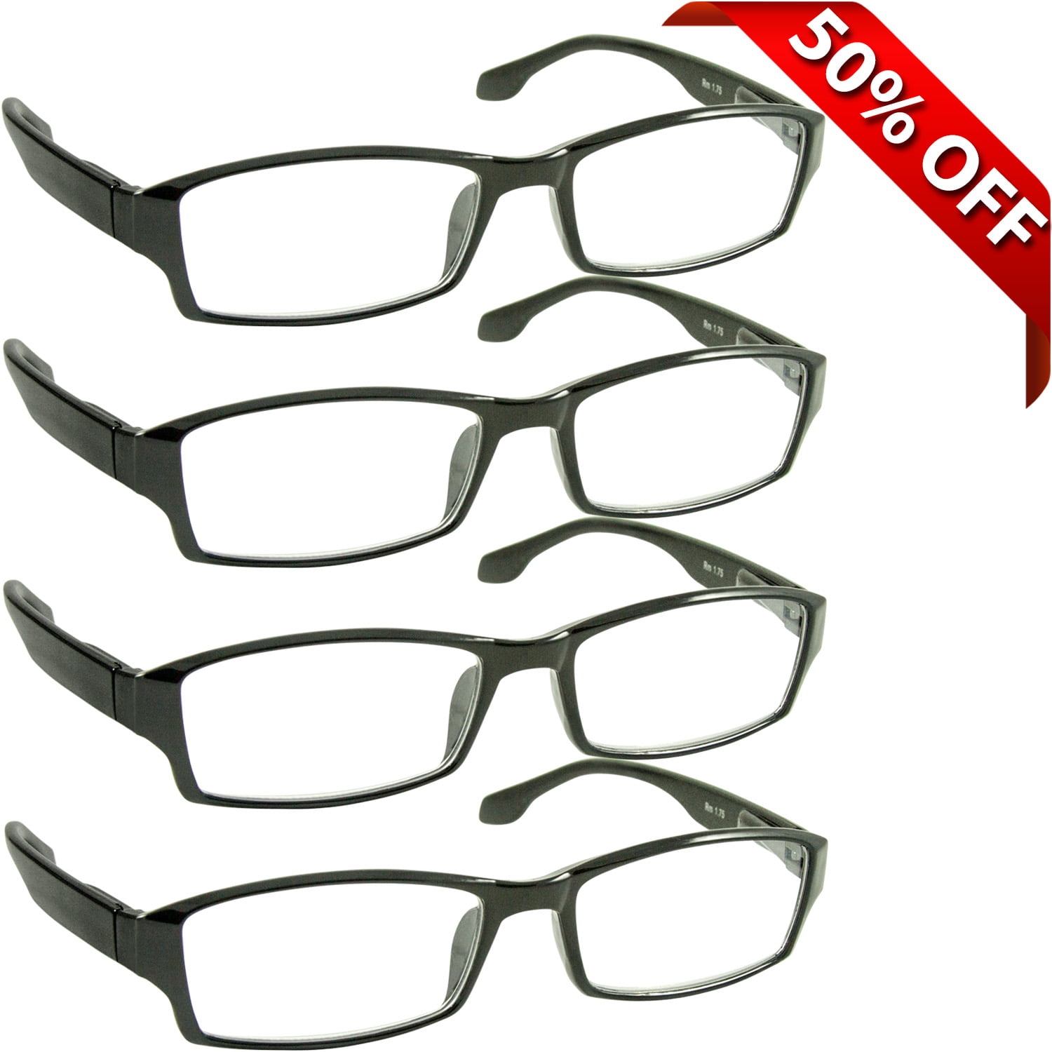 TruVision Readers Unisex Rectangle Frame 6 00 Reading Glasses 4 Pack Walmart