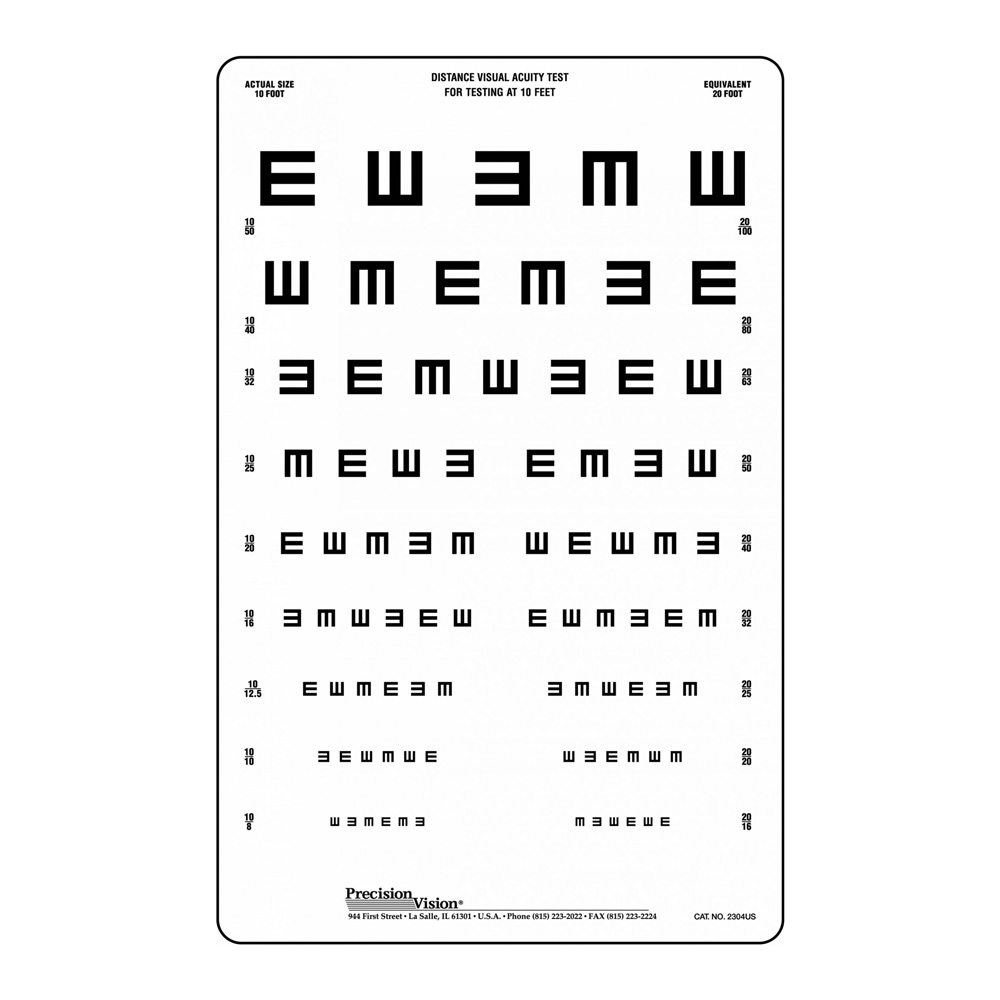 Tumbling E Eye Chart T Bernell Corporation