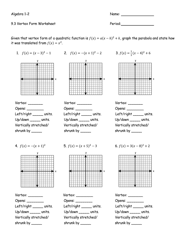Worksheet Graphing Quadratics From Standard Form Answer Key Fill Online Printable Fillable Blank PdfFiller