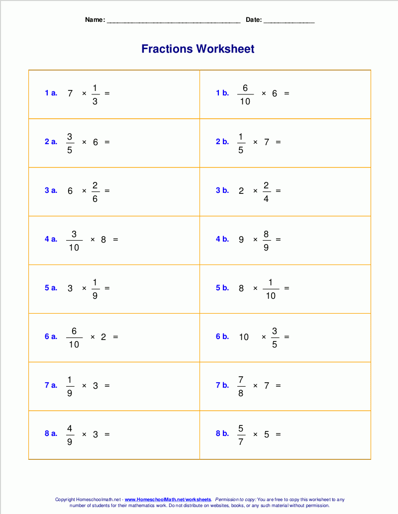 Multiplication Of Fractions Worksheets Pdf