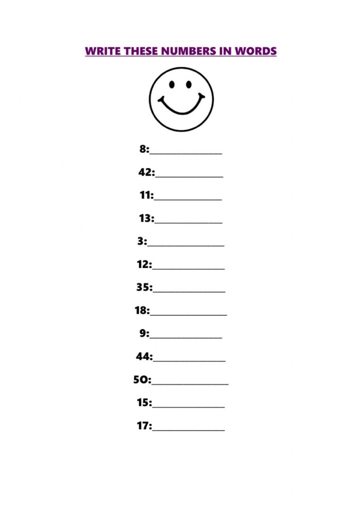 Writing Numbers To Words Worksheets