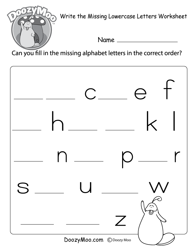 Write The Missing Lowercase Letters Worksheet Doozy Moo