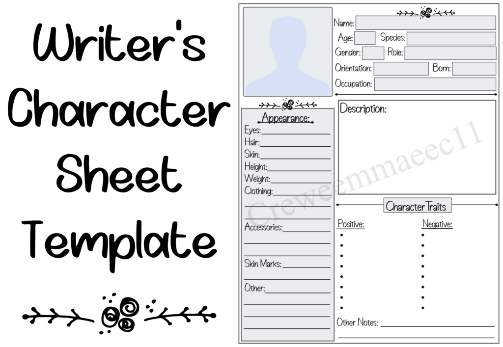Character Creation Sheet For Writers