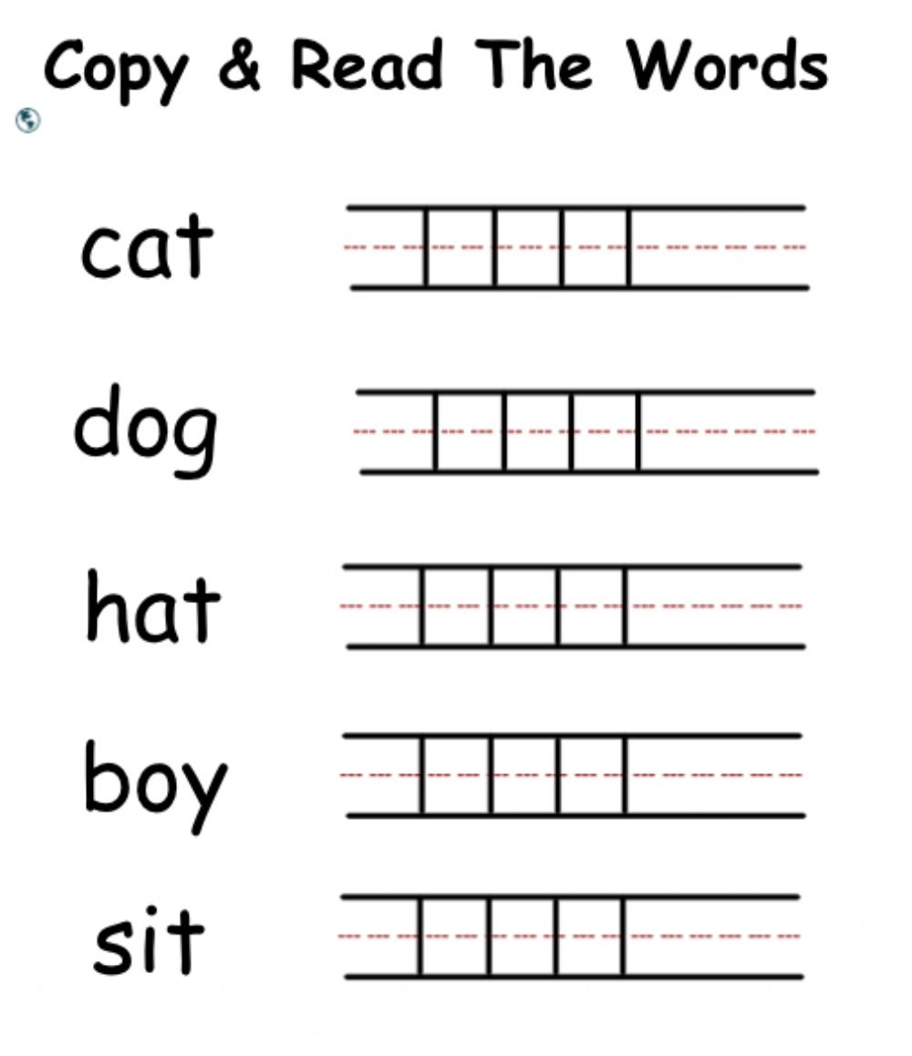 Writing 37 Copy And Read Words Worksheet