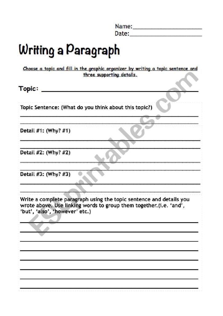 Writing A Paragraph ESL Worksheet By Sanatou