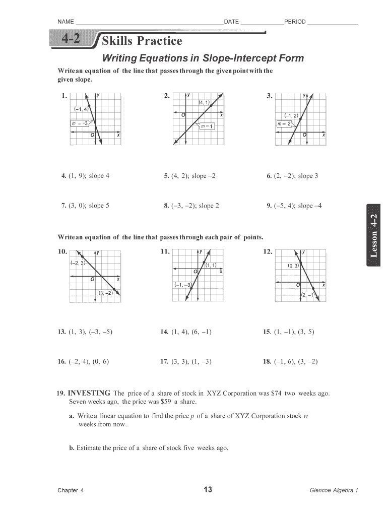 Writing Equations In Slope Intercept Form Fill Out Sign Online DocHub
