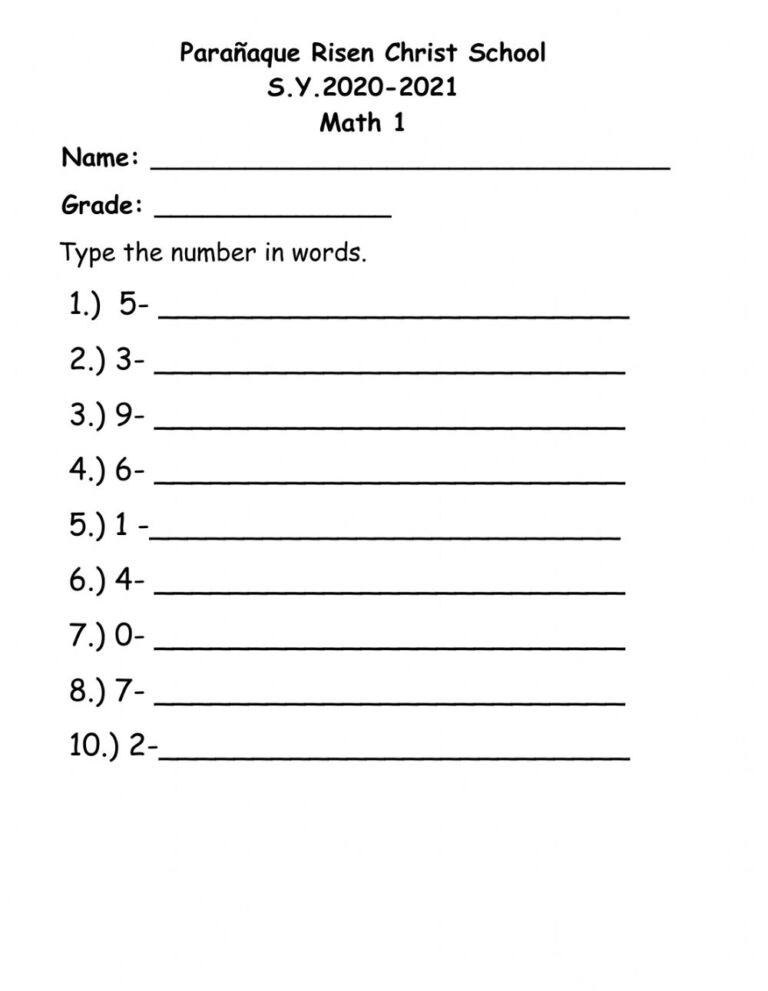 Writing Numbers In Word Form Worksheets Printable Worksheets