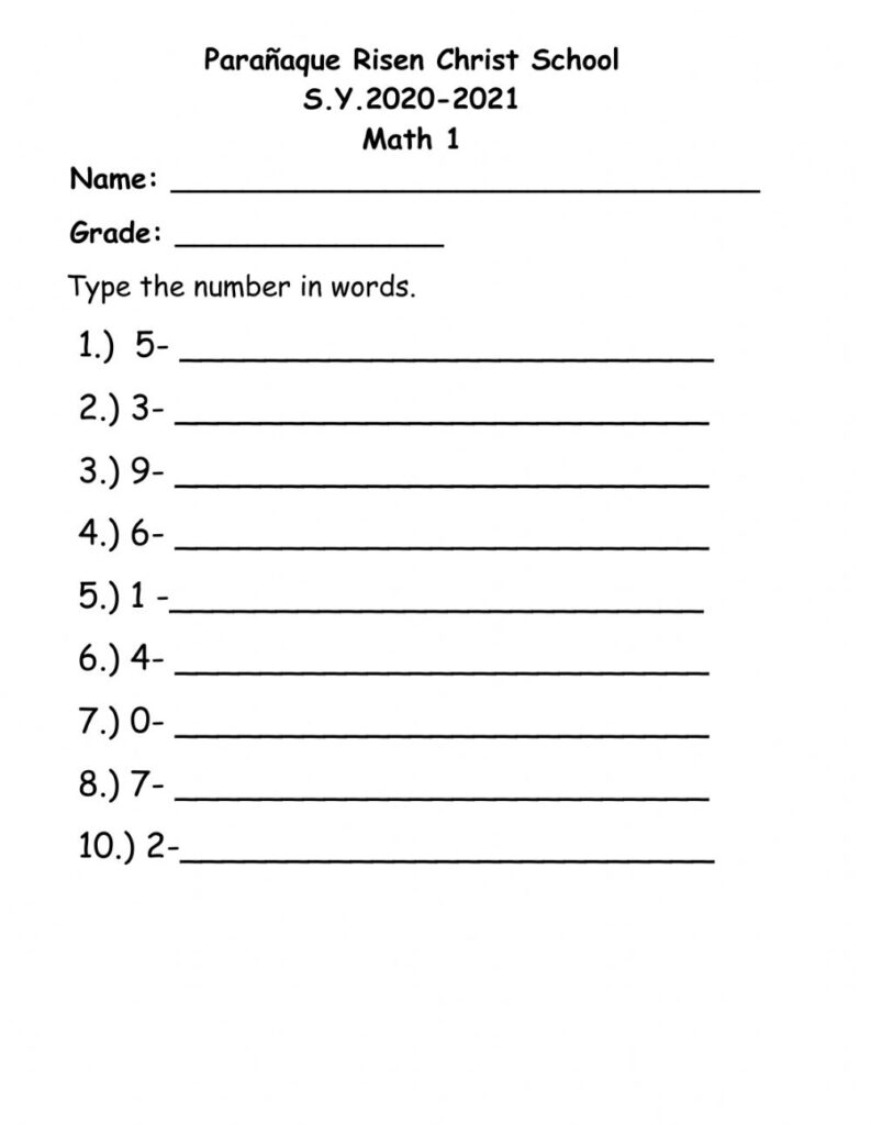 Writing Numbers In Word Form Worksheets Printable Worksheets