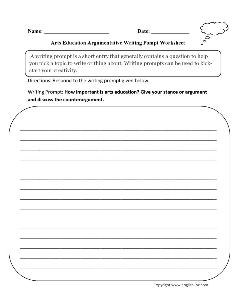 Writing Prompts Worksheets Argumentative Writing Prompts Worksheets