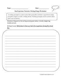 Writing Prompts Worksheets Narrative Writing Prompts Worksheets