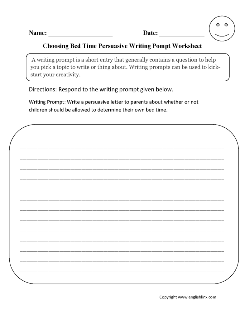 Writing Prompts Worksheets Persuasive Writing Prompts Worksheets
