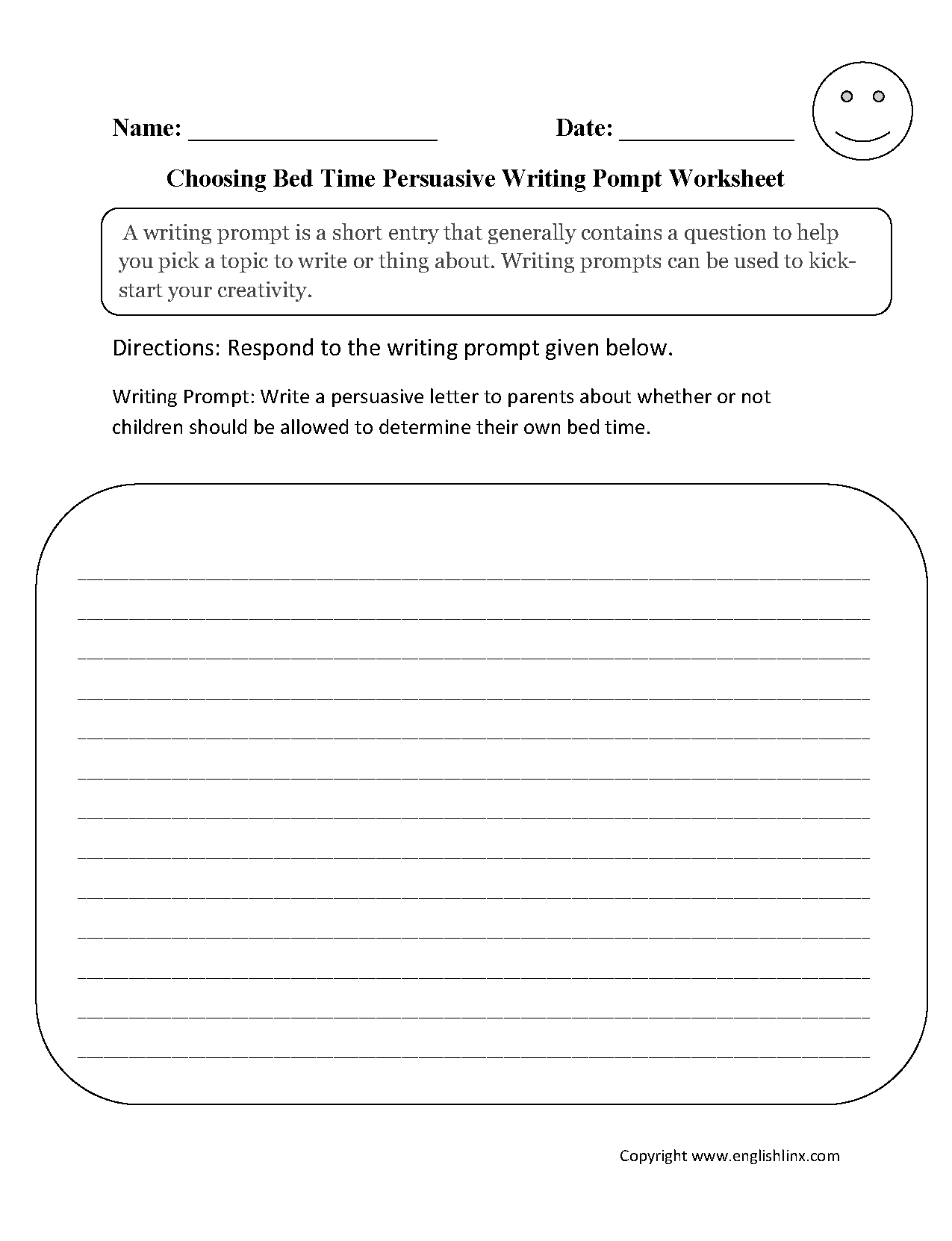 Writing Prompts Worksheets Persuasive Writing Prompts Worksheets