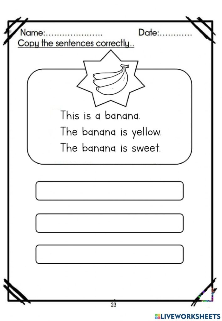 Kindergarten Sentence Writing Worksheets