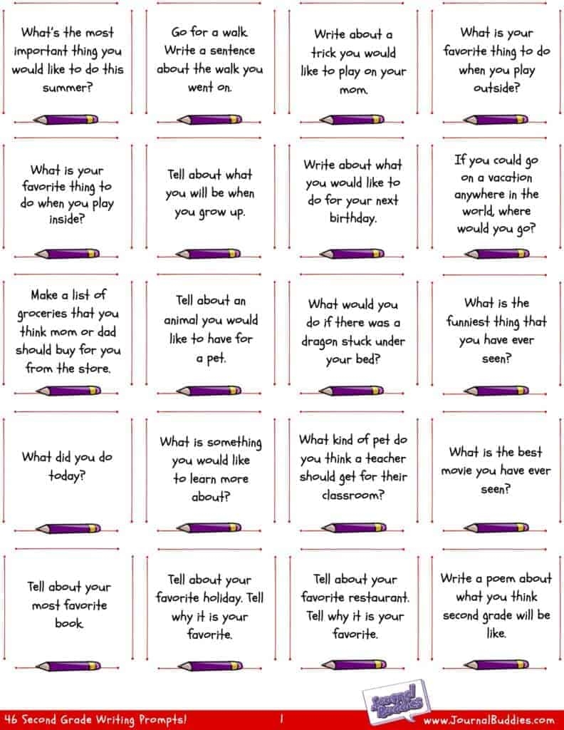 2nd Grade Writing Prompts Worksheets