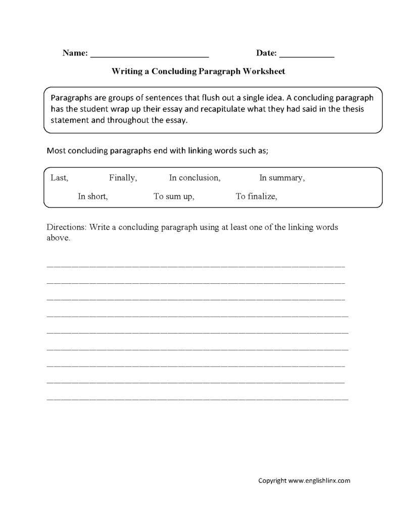 Printable Worksheets For Writing Paragraphs