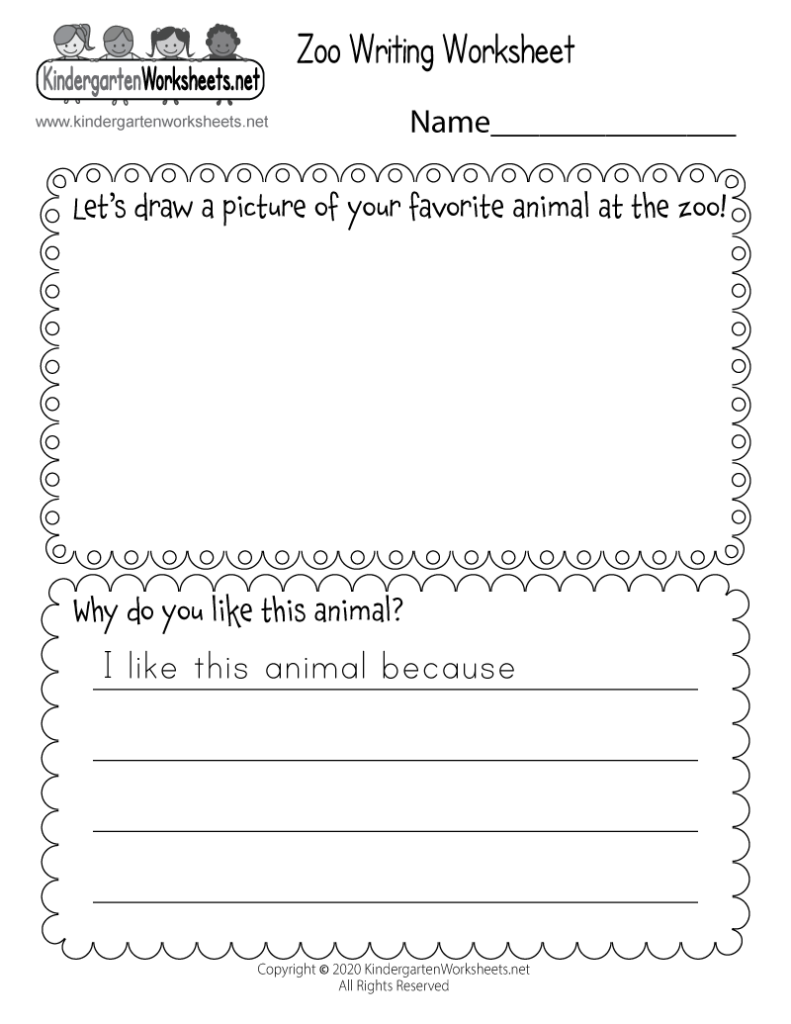 Zoo Writing Worksheet For Kindergarten Free Printable Digital PDF